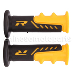 New and Absolutely perfect "R" Rubber Handlebar Grips Black Yellow