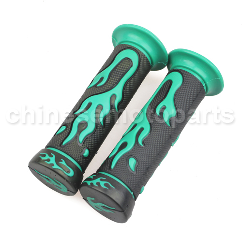 Green Flame Hand Grips 7/8\" For Kawasaki KLX KX KL 110 125 140 250 300 450 650