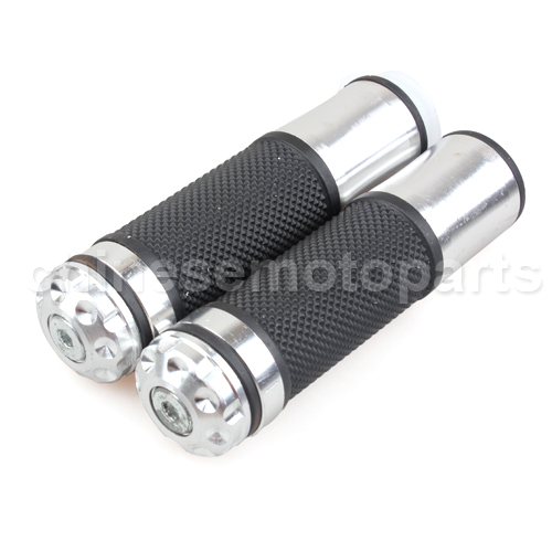 Universal Silver Handlebar Soft Rubber Hand Grips 7/8\" For ZX6R 9R CBR600 900RR