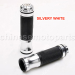 Silver Universal Handlebar Soft Rubber Hand Grips 7/8" For Yamaha Suzuki ZX ZZR