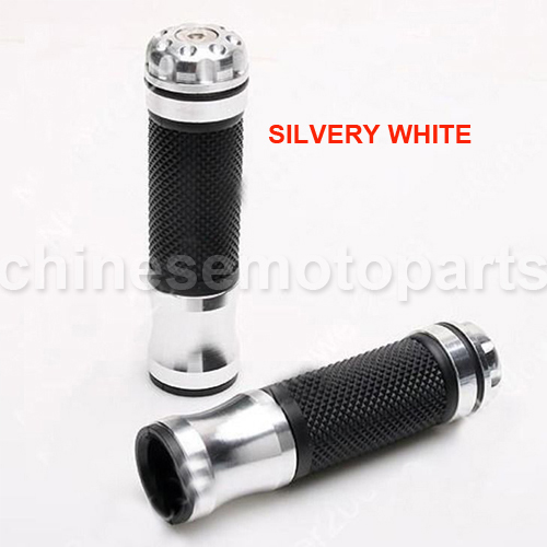 Silver Universal Handlebar Soft Rubber Hand Grips 7/8\" For Yamaha Suzuki ZX ZZR