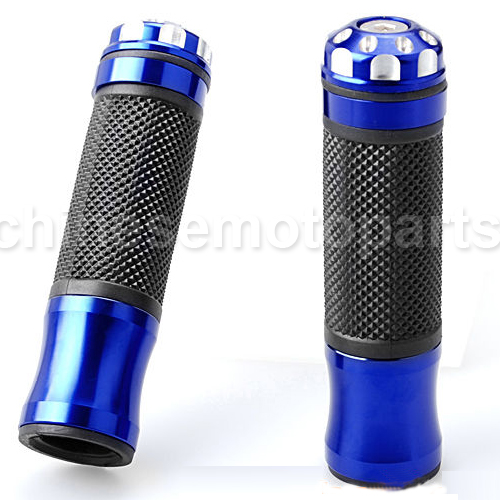 2 PCS BLUE MOTORCYCLE ALUMINUM RUBBER HAND GRIPS FOR 7/8\" HANDLEBAR SPORTS BIKES