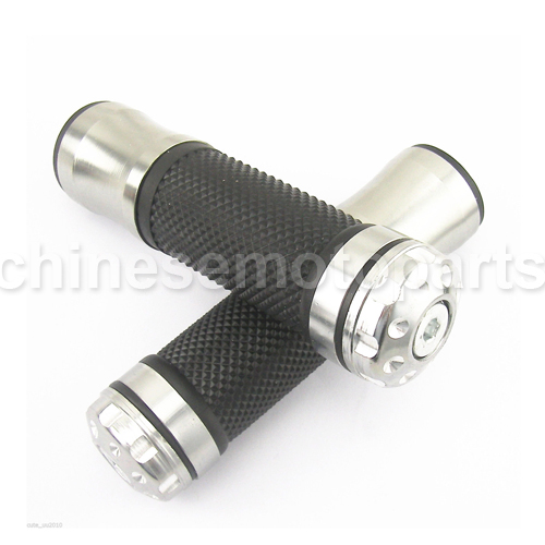 Silver Universal Handlebar Soft Rubber Hand Grips 7/8\" (LEFT as same as RIGHT)
