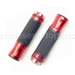 Red Rubber &Chrome Handlebar Hand Grips Bar for ATV