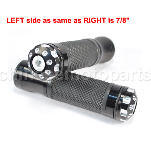 Black Rubber &Chrome Handlebar Hand Grips Bar for ATV