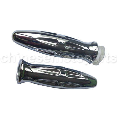 NEW Motorcycle Chrome Billet Custom Hand Grips with Throttle Part Bullet Fit Harley Bars