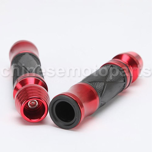 RED MOTORCYCLE ALUMINUM 7/8\" HANDLEBAR RUBBER HAND GRIPS DIRT BIKES W/ BAR END