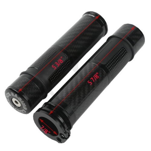 New Black 7/8\" Carbon Fiber Universal Motorcycle Handlebar Hand Grips Bar Ends