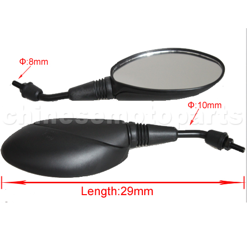 NEW - SIDE / REAR VIEW MIRRORS (PAIR) FIT GY6 50cc CHINESE SCOOTER MOPED - BLACK