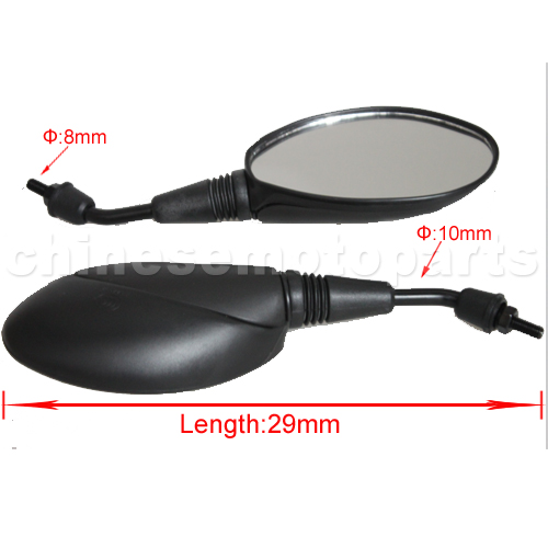 8mm Clockwise UniversalMirrors Black Fits for GY6 Touring Bikes Sport Bike Cafe Racers Electric