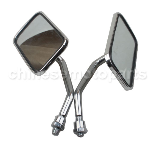Gloss Chrome 8mm Square L For Modpad Scooter Street Bike Motorcycle Mirrors