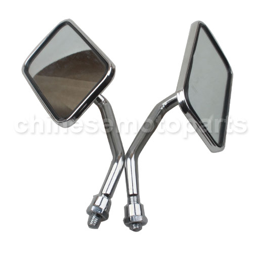 8mm Mirrors Rectangular Chrome BSA Cafe Racer Custom Bobber Chopper Mini