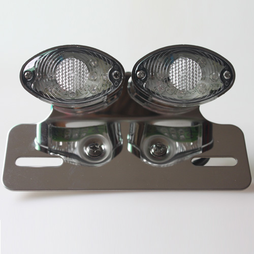 Chrome Motorcycle Brake Tail Light With Integrated INTEGRATED Turn Signals Amber Blinkers