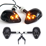 4x Universal 4 LED Black Skull Motorcycle Motorbike Turn Signal Indicators light
