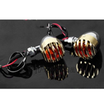 RODDER SOLID BRASS ALLOY FINNED GRILL TURN SIGNAL LIGHTS 2FIL PAIR HARLEY BOBBER