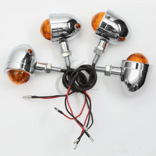 4x Chrome Motorcycle Bullet Turn Signal Indicators Lights For Harley Davidson