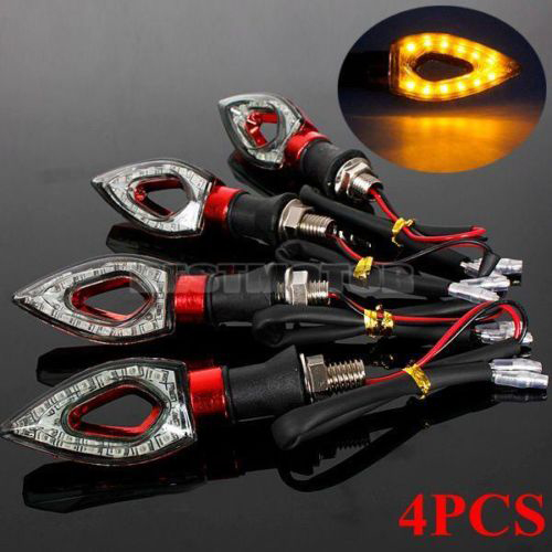 4x 12 SMD LED UNIVERSAL MOTORCYCLE/BIKE TURN SIGNAL INDICATOR LIGHT LAMP RED NEW