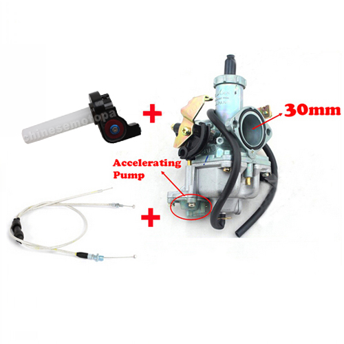 30mm Carburetor Power Jet Accelerating Pump Visiable Transperent Throttle Dual Cable