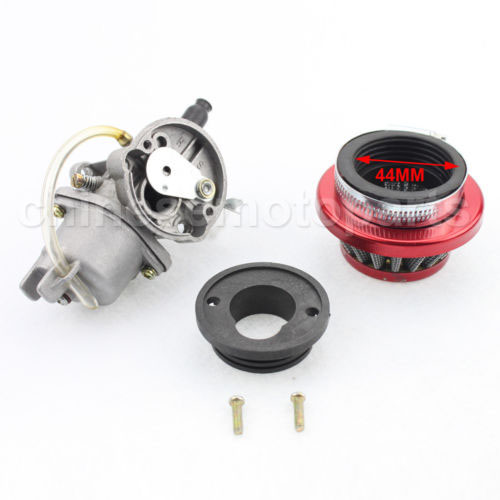 44mm Carburetor Carb Air Filter Stack 47cc 49cc ATV Dirt Pocket Bike Go Kart Red