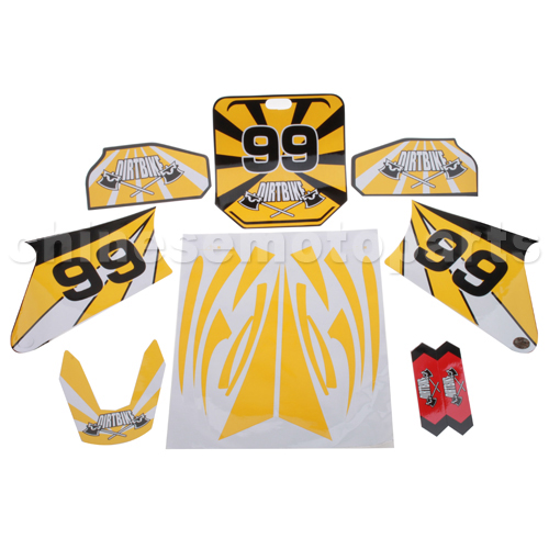 Decals for 50-125 Dirtbike-Yellow No.99