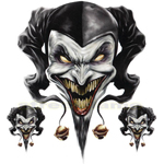 DECAL GRAPHIC for MOTORCYCLE WINDSCREENS Air Brush Jester evil skull clown biker