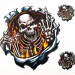 MOTORCYCLE Gates Of Hell Flaming Flame Skull Demon Decals Stickers For Cruiser
