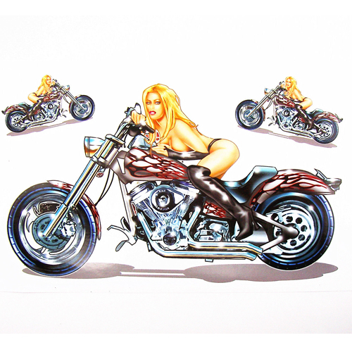 MOTORCYCLE Body Gas Tank BLONDE Sexy Girl STICKER DECAL For Cruiser