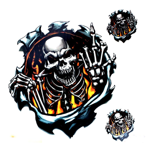 Motorcycle sticker Threat Fire Finger Skull Decal Sticker for Cars Motorcycle