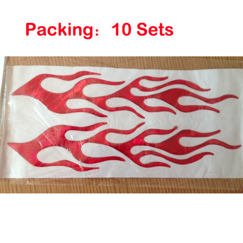 Pair of RED Flames 3D Decal/Sticker -For Motorcycles (Harley Davidson), Cars, etc